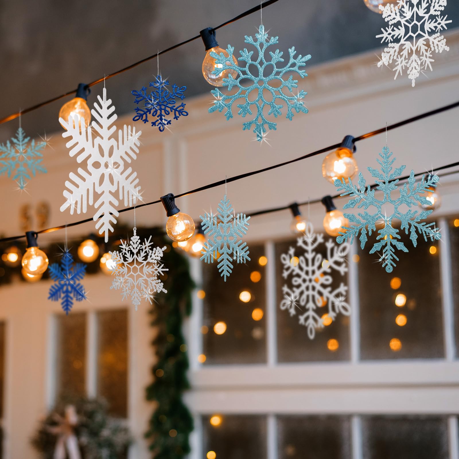 YOTNUS snowflakes on porch display, weather-resistant seasonal décor