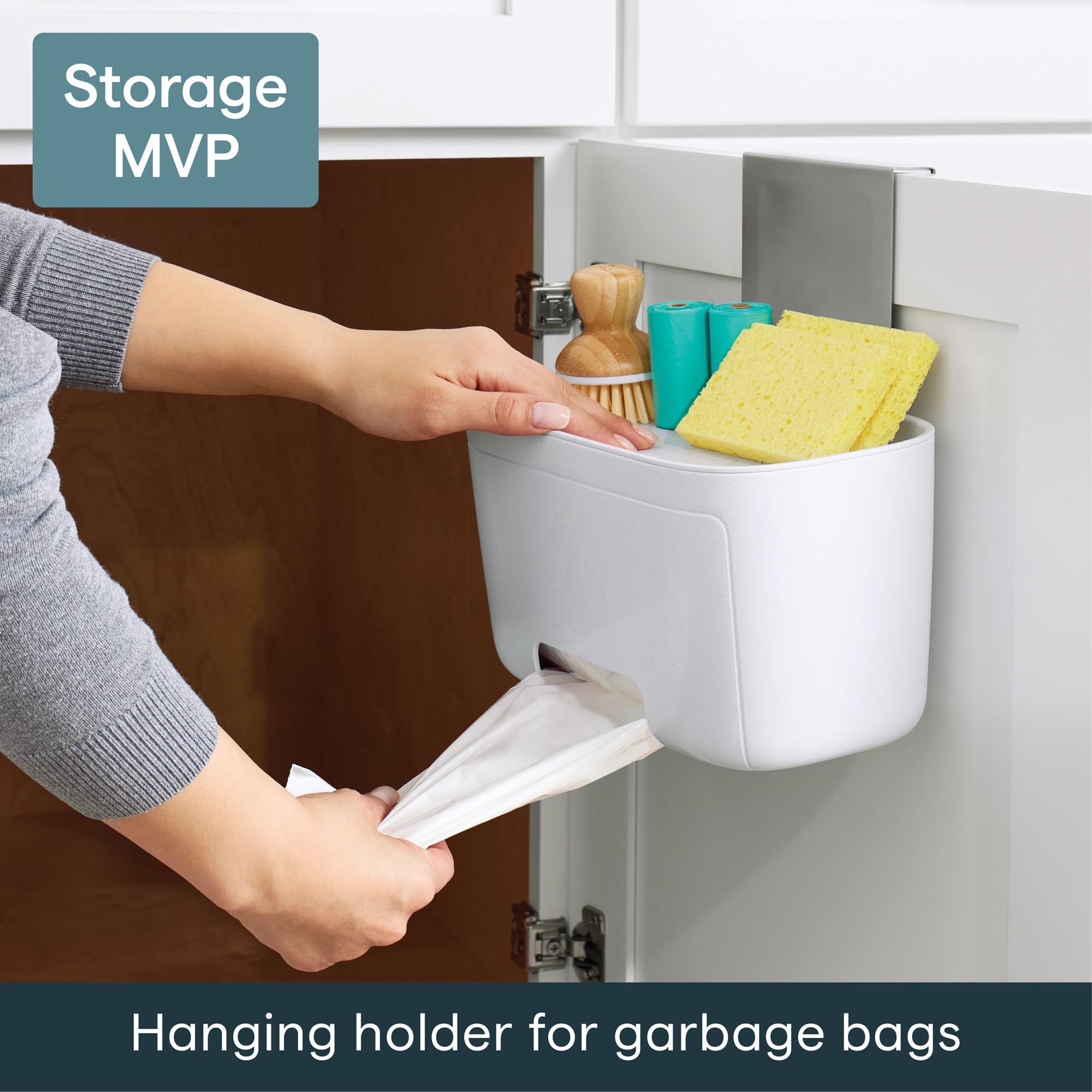 YouCopia DoorStash removable lid close-up enabling fast roll changes