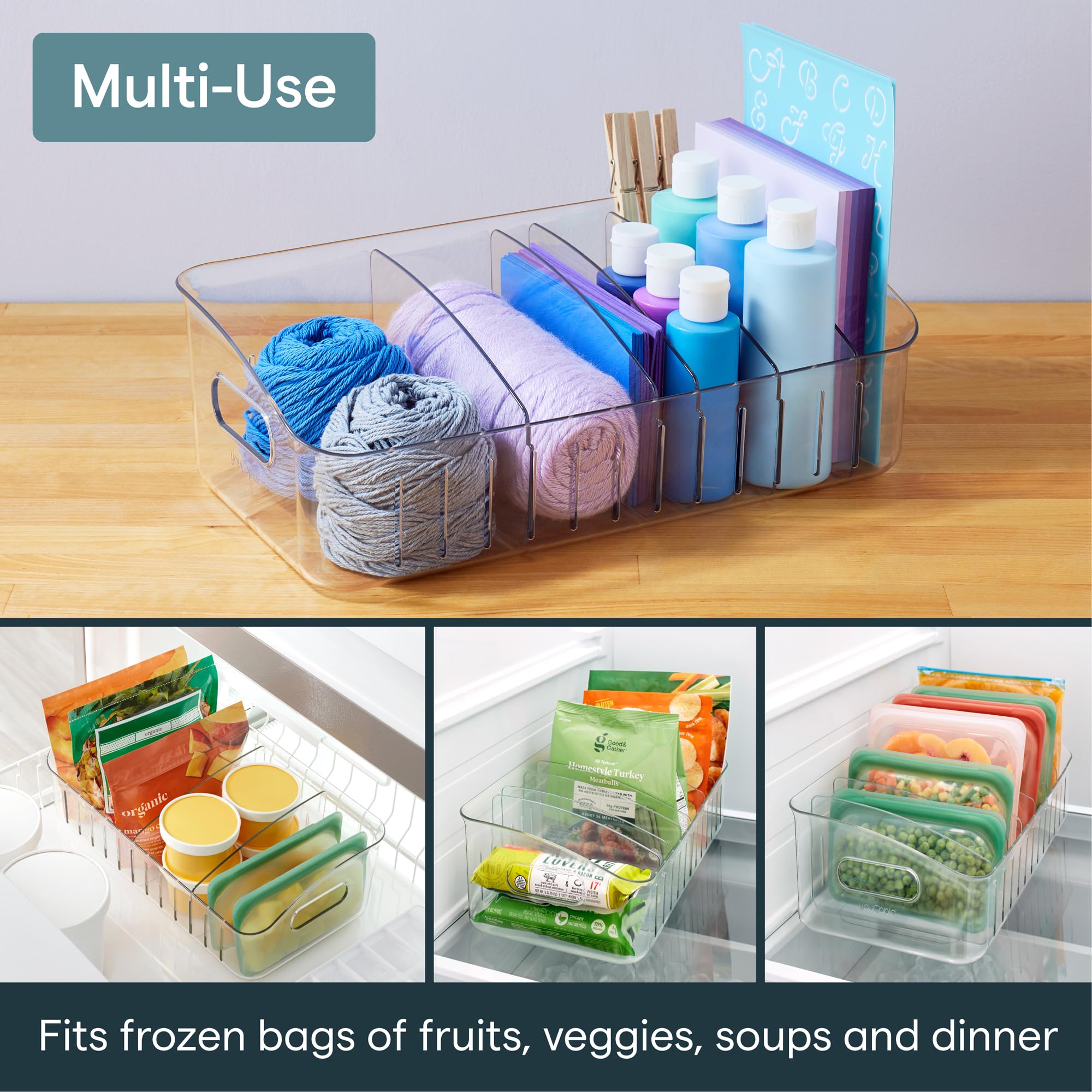 YouCopia FreezeUp filled and organized with frozen bags for reduced search time