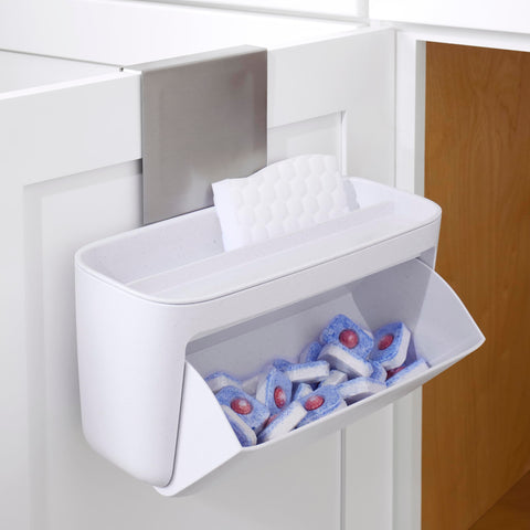 YouCopia front view showing bin and top tray for fast pod access