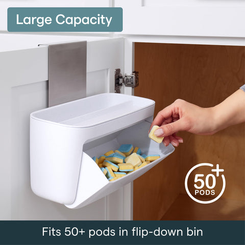 YouCopia steel hook with soft padding protecting cabinet finish and securing holder