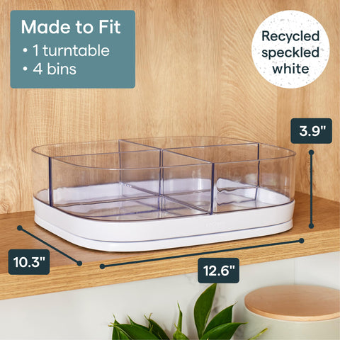 YouCopia close-up of a removable clear bin demonstrating visibility and portability