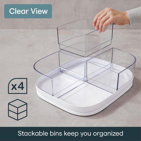 YouCopia inside a cabinet illustrating space-saving rectangle shape and accessibility