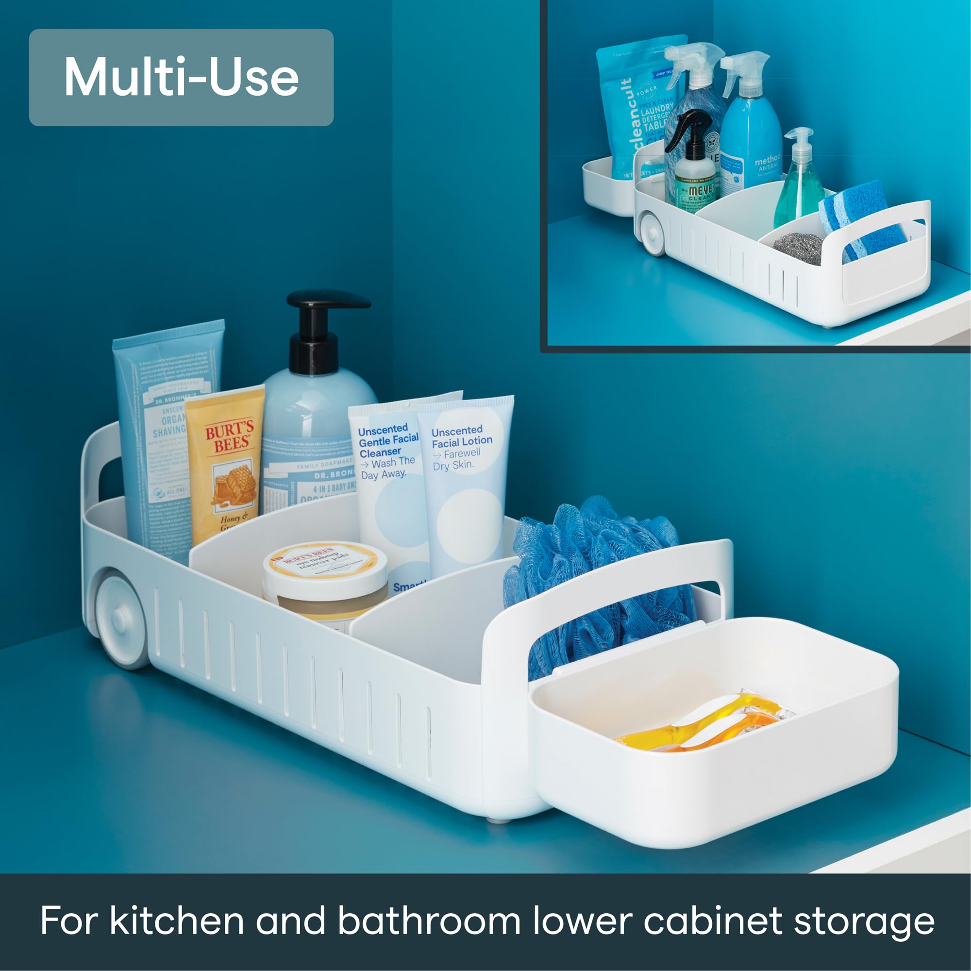 YouCopia molded handles shown for secure carrying and easy transport benefit