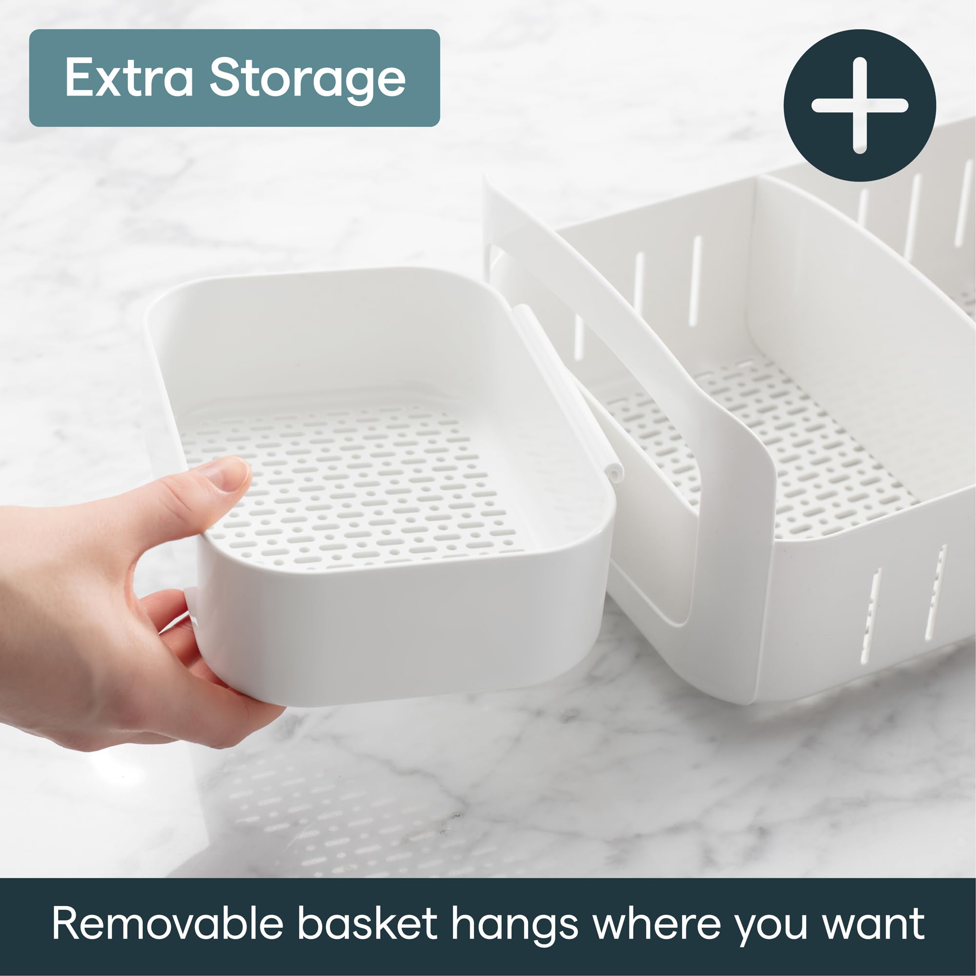 YouCopia loaded with sprays and sponges showing tidy cleaning-supplies organization