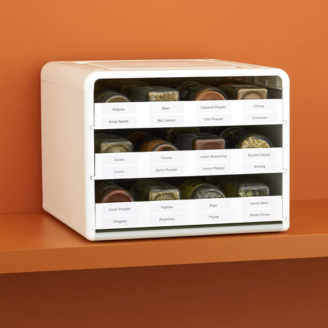 YouCopia SpiceStack inside cabinet showing compact scale and space saving