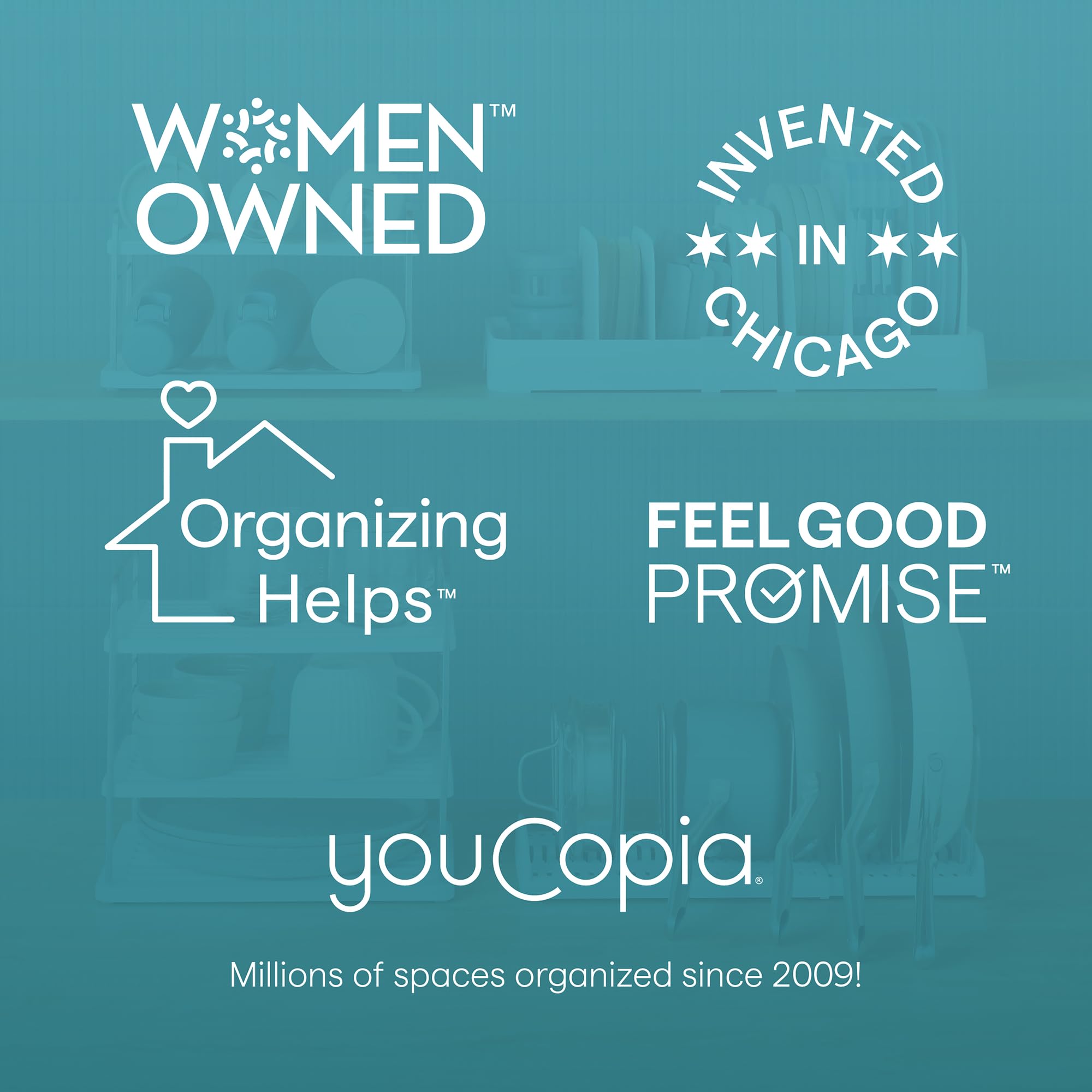 YouCopia UpSpace on countertop with bottles ready to grab for convenience