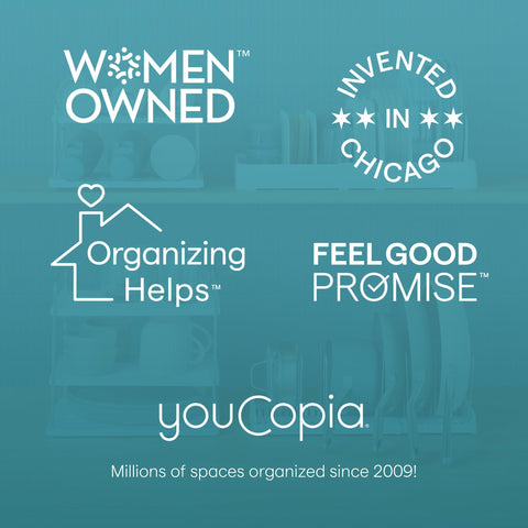 YouCopia UpSpace on countertop with bottles ready to grab for convenience