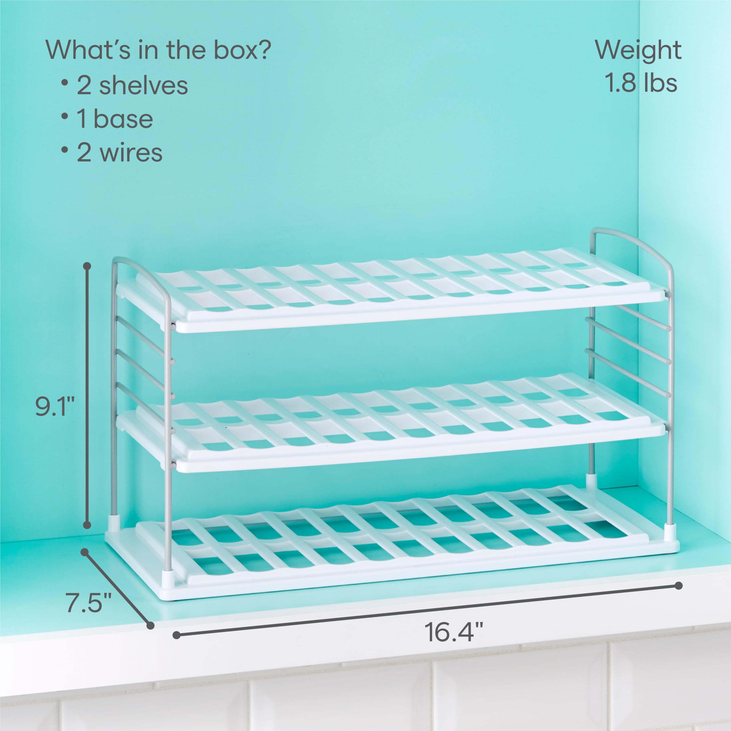 YouCopia UpSpace next to ruler showing dimensions and fitting advantage