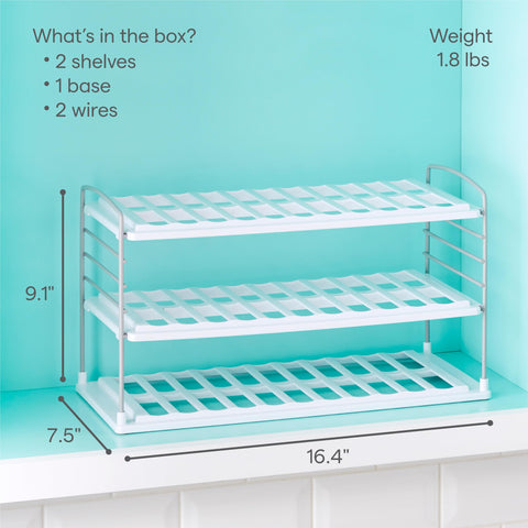 YouCopia UpSpace next to ruler showing dimensions and fitting advantage