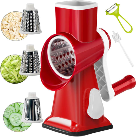 YOUCZON front view of rotary grater showing compact design and handle benefit