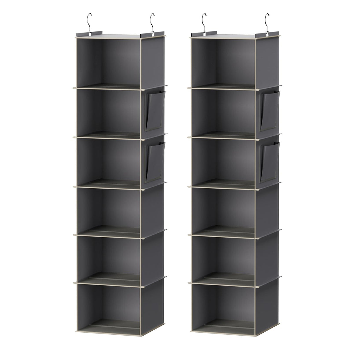 YOUDENOVA front view showing hanging organizer and space-saving benefit