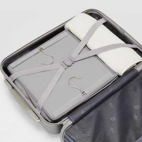 YOUDENOVA organizer next to shoes for scale showing shelf capacity and space savings