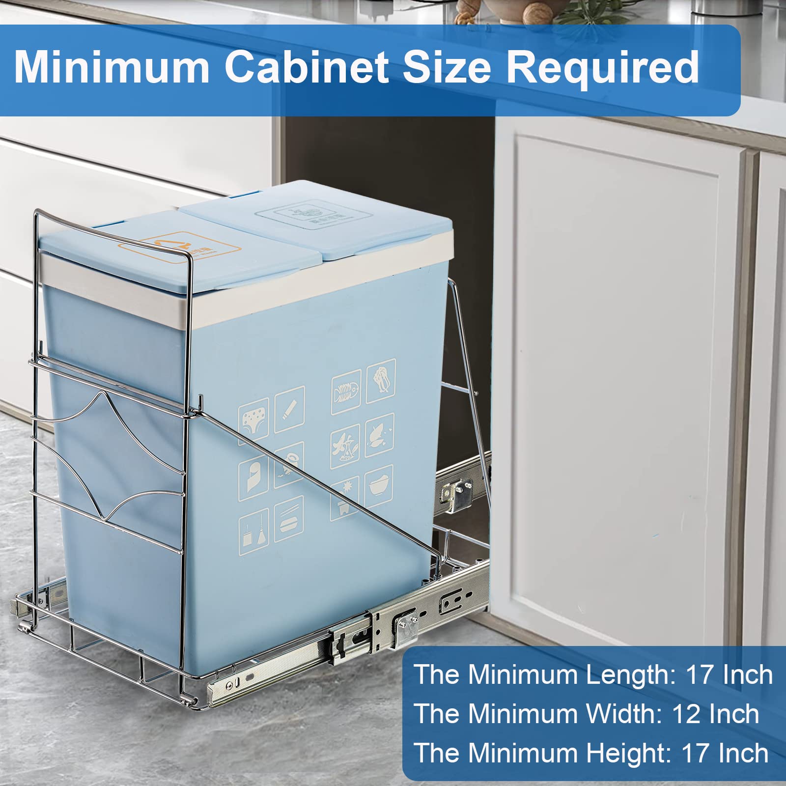 Youeon adjustable holder detail highlighting secure fit for various bin sizes