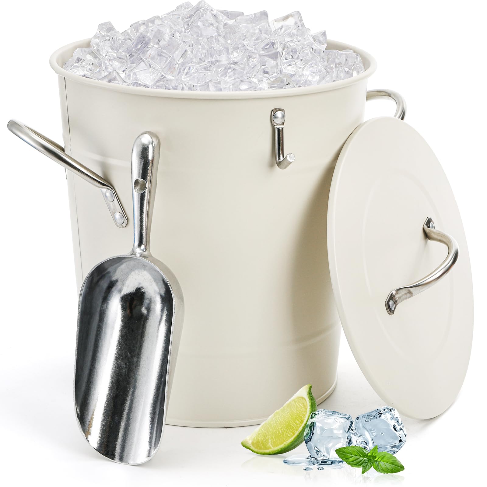 YOUEON front view white ice bucket shows compact chill convenience