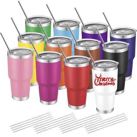 YOUKE OLA front view of multicolor tumblers showing included lids and straws benefit durability