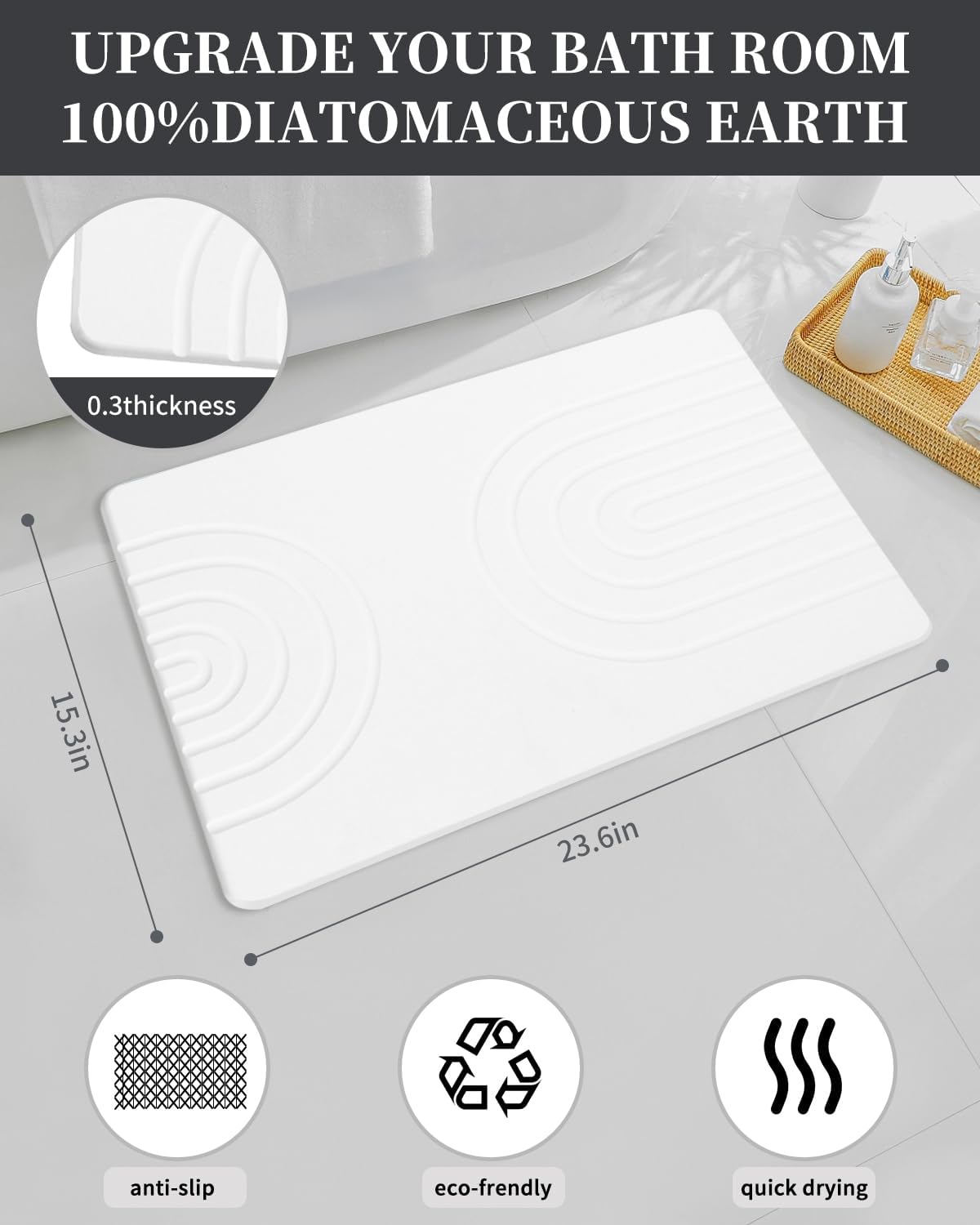 YOULTTAN mat in modern bathroom showing reduced floor wetness and stylish look