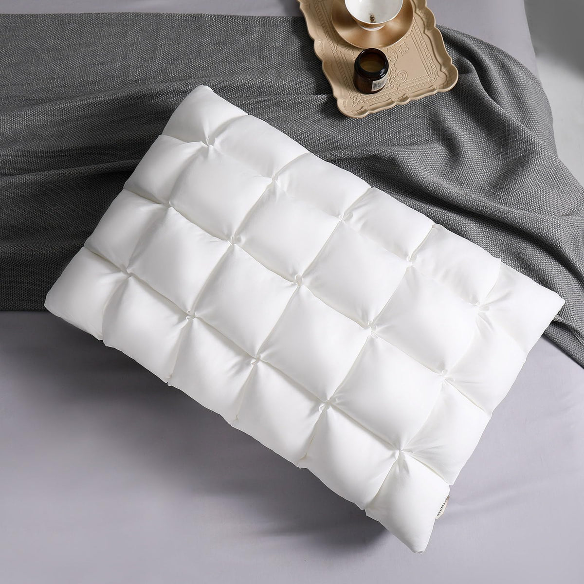 YOUR MOON front view of queen pillow shows clean hotel-style finish and comfort