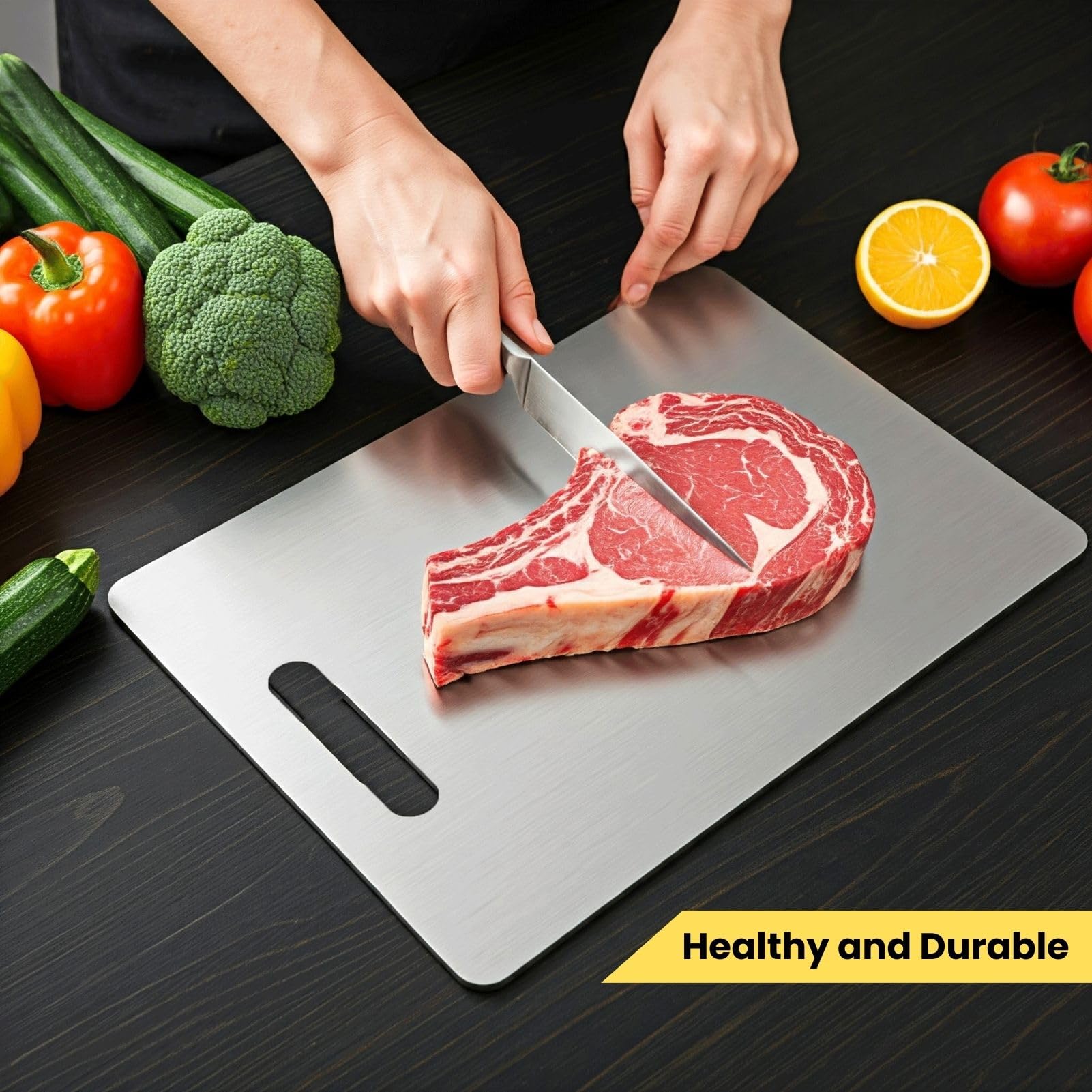 YoYoulee titanium board placed in dishwasher rack to show dishwasher-safe convenience and sanitation