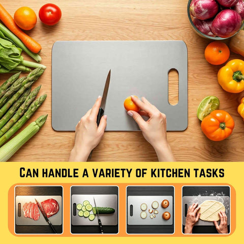 YoYoulee cutting vegetables on board in kitchen showing clean, knife-friendly surface for easy slicing