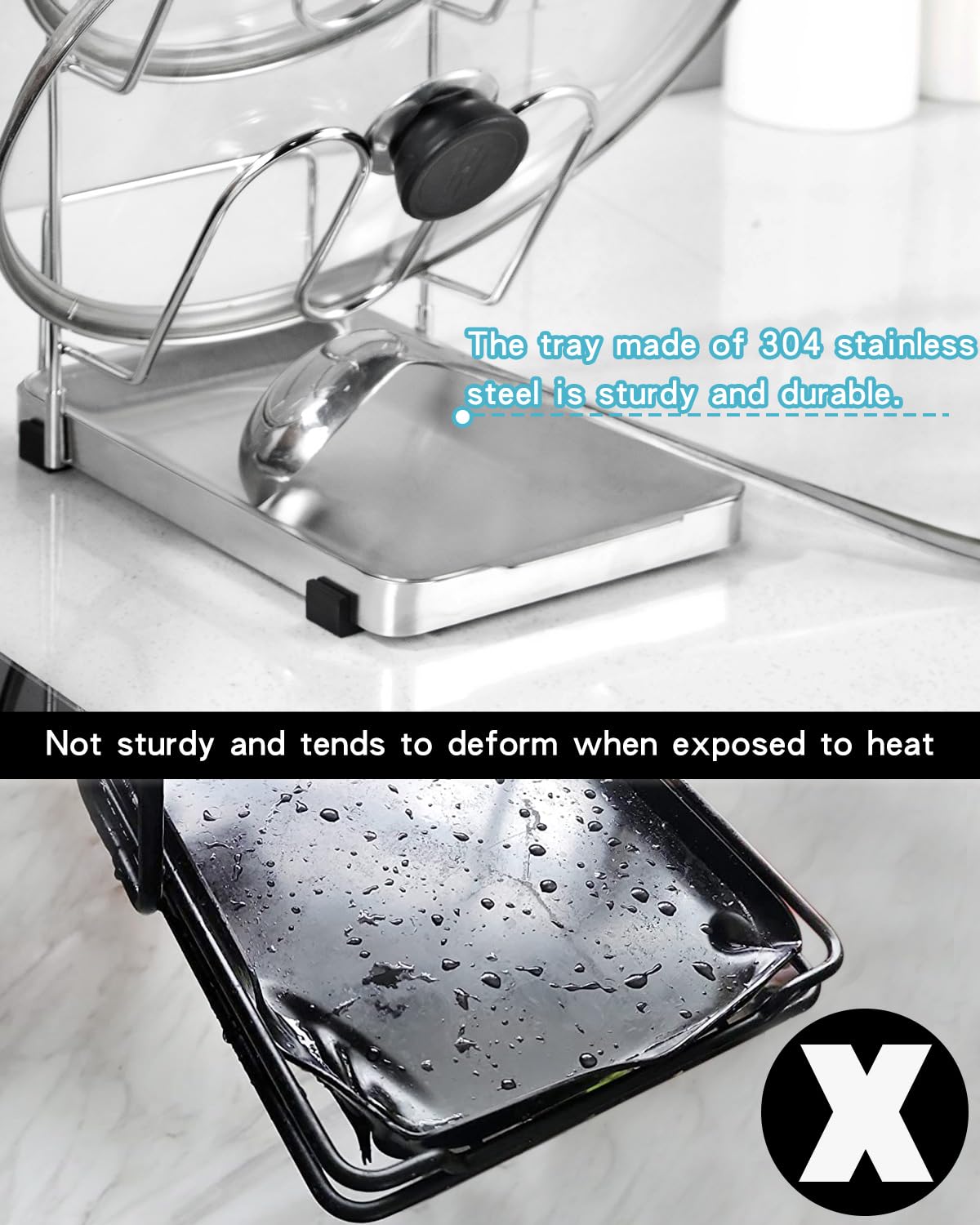 YQh removable drip tray detail capturing spills for easier cleanup