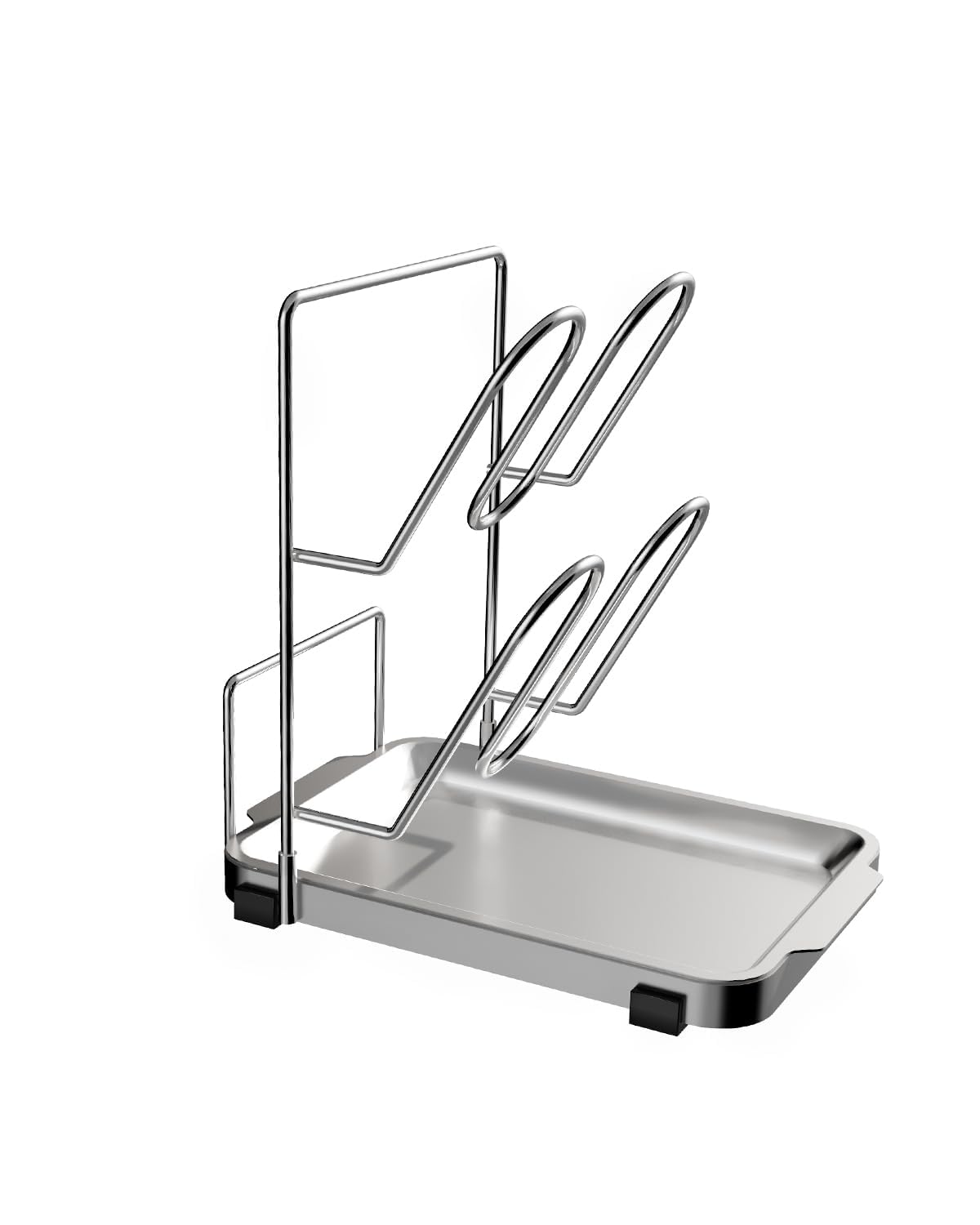 YQh pot lid holder front view showing organized lids and utensils for quick reach