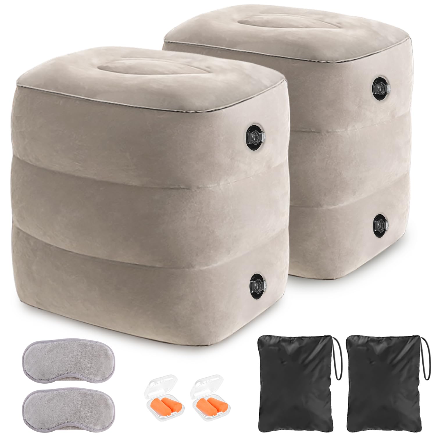 YSJILIDE front packaging showing two inflatable foot rests, convenient travel pair