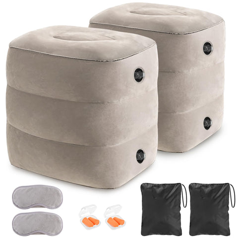 YSJILIDE front packaging showing two inflatable foot rests, convenient travel pair