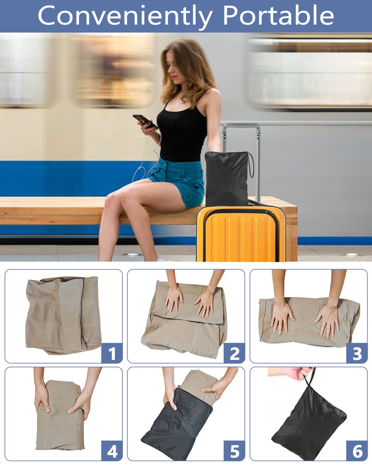 YSJILIDE folded in drawstring bag for compact storage and hygienic transport