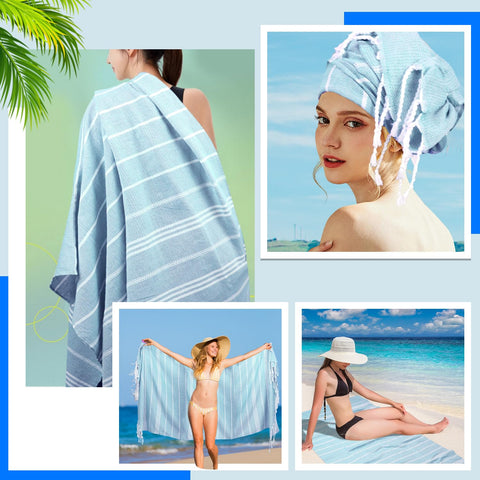 YSYJ towel beside sneakers to show generous 36x71 size and scale