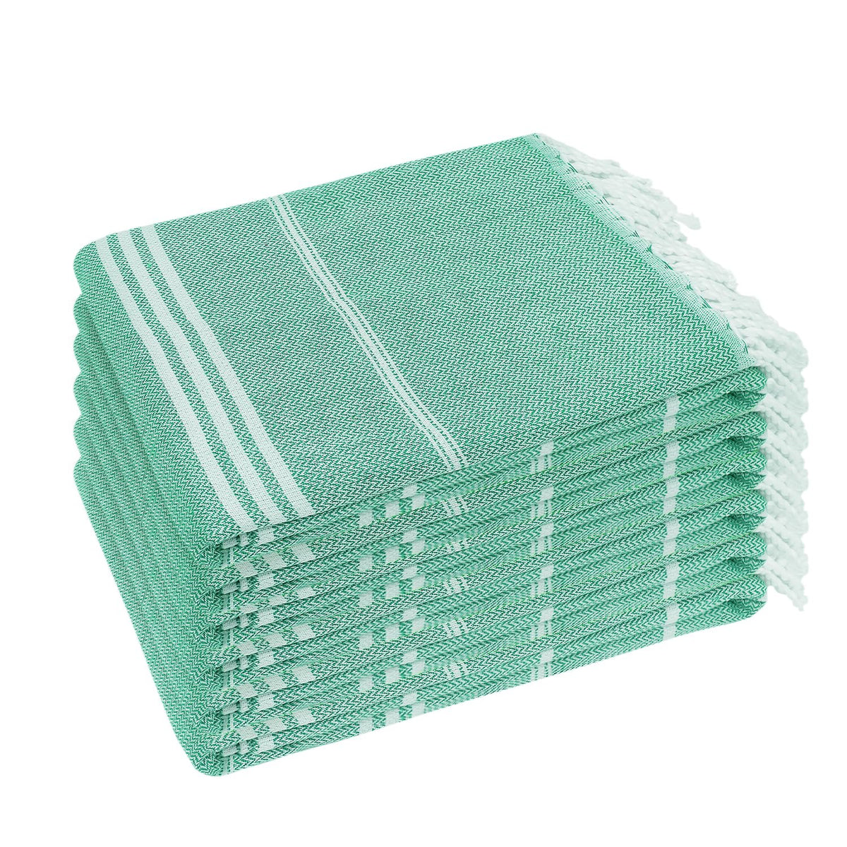 YSYJ teal pack front view showing six towels and easy carrying