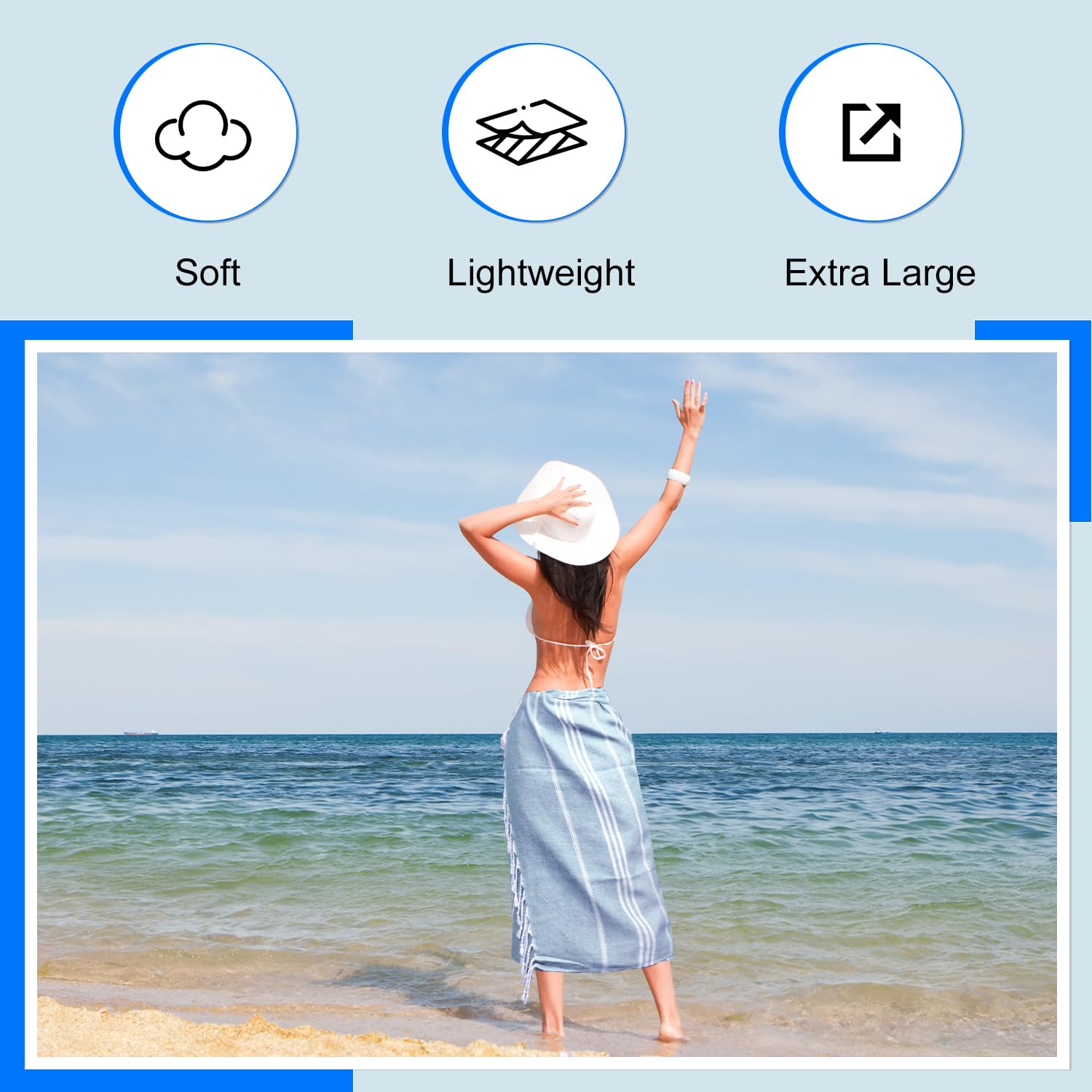 YSYJ towel on sand with sand falling off showing sand-free advantage