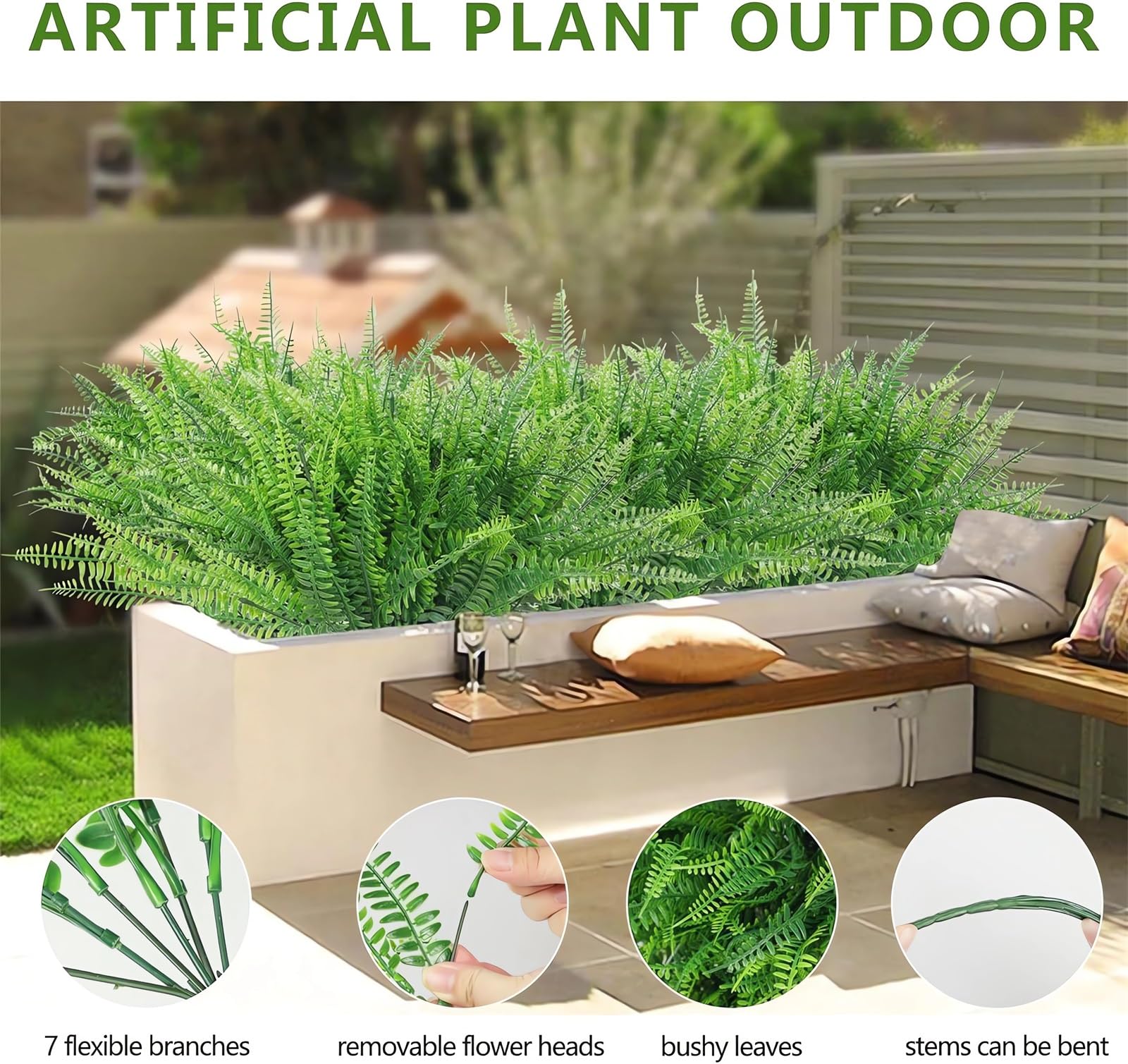 YTCPMHEA artificial fern arranged in a planter and urn adding instant greenery