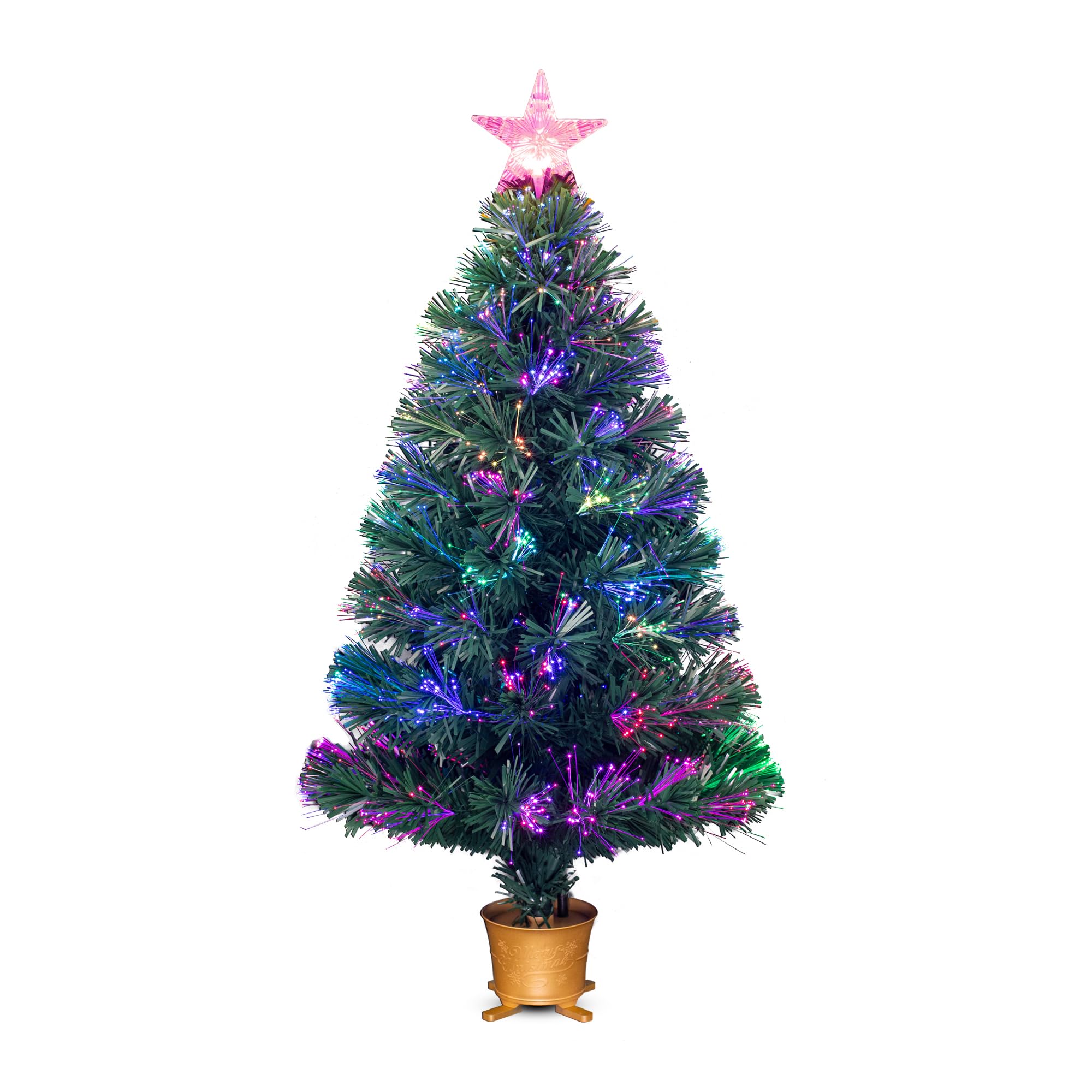 YUETJIN front view of 32inch tabletop tree showing vibrant glow and compact size