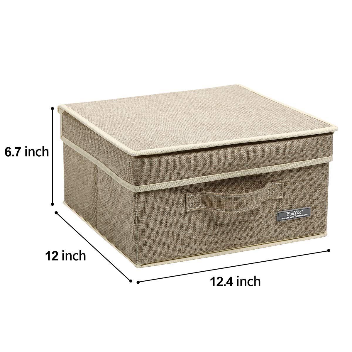 YueYue boxes placed in shelf cube showing organized storage solution