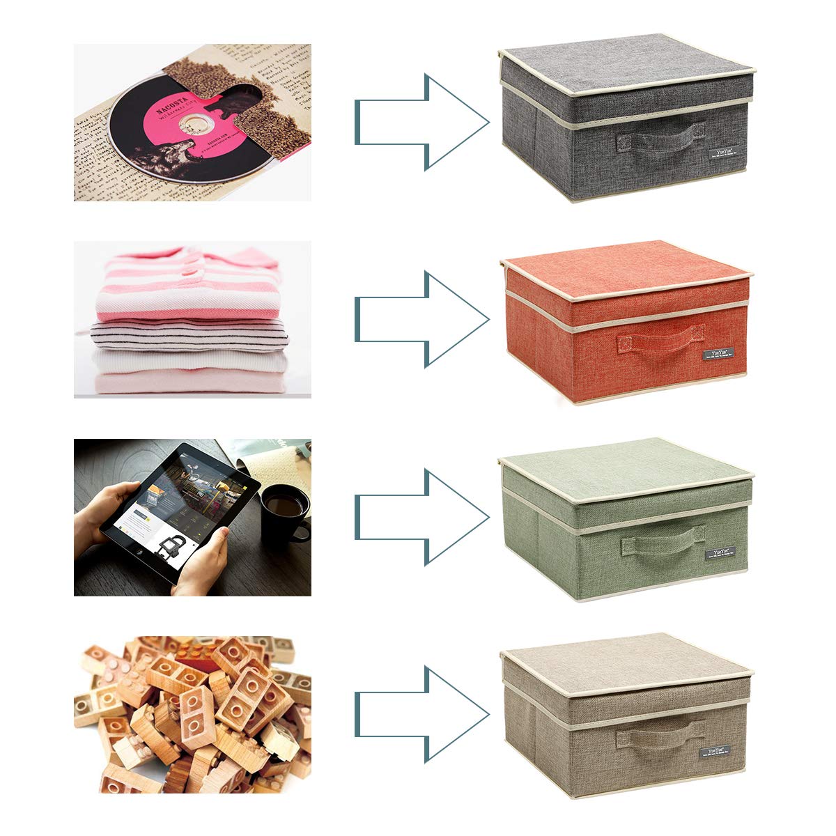 YueYue open box filled with kids toys illustrating easy-access organization