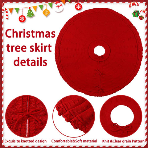 YUJUN tree skirt staged under a decorated Christmas tree adding cozy finishing touch