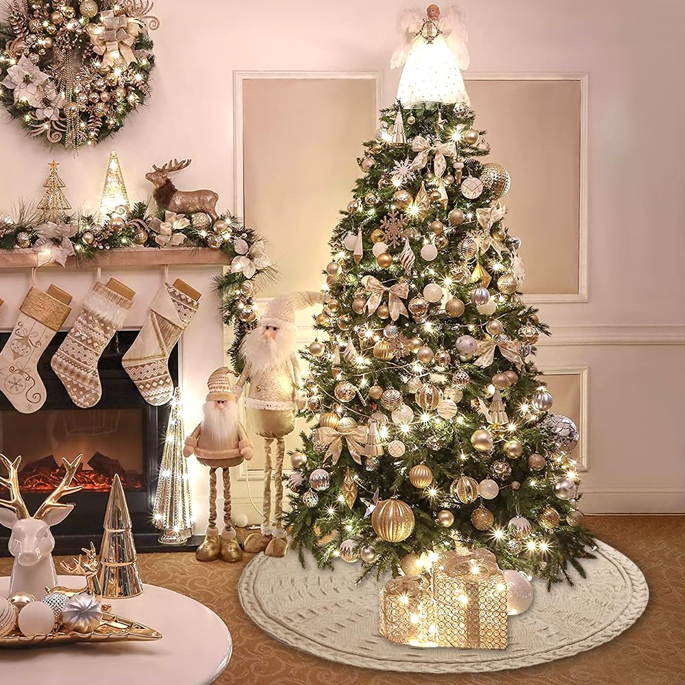 YUJUN under tree with gifts displaying coverage benefit: presents look organized
