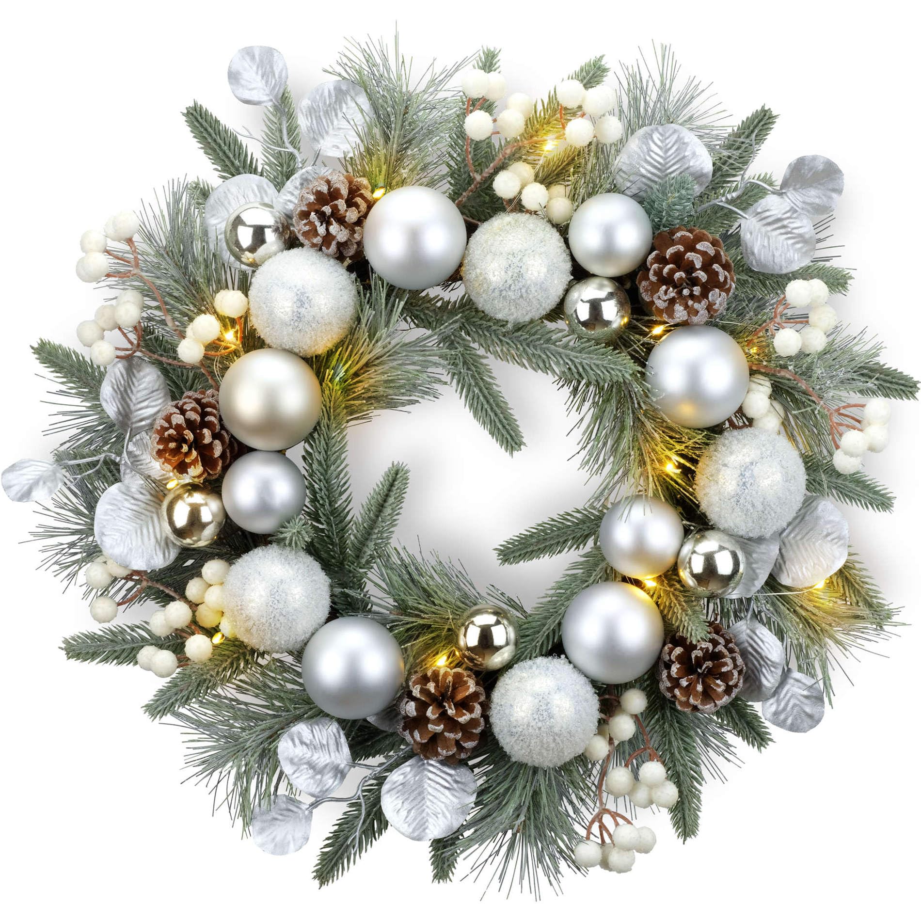 YULETIME front view wreath showing full 20-inch display and warm glow