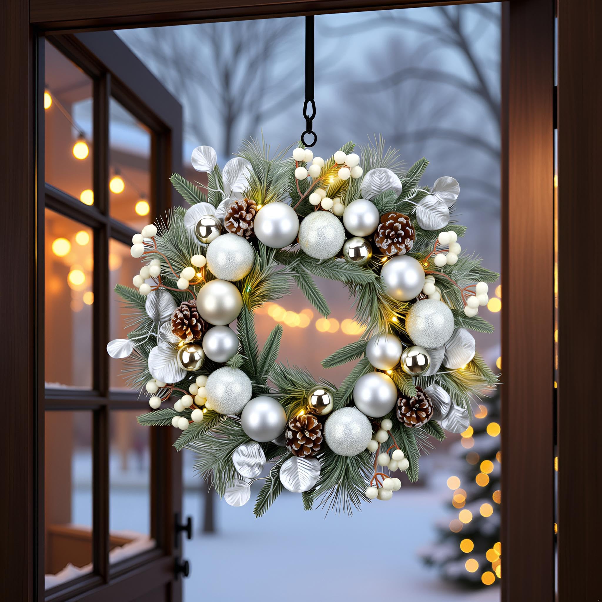 YULETIME frosted white berries detail providing seasonal contrast and depth