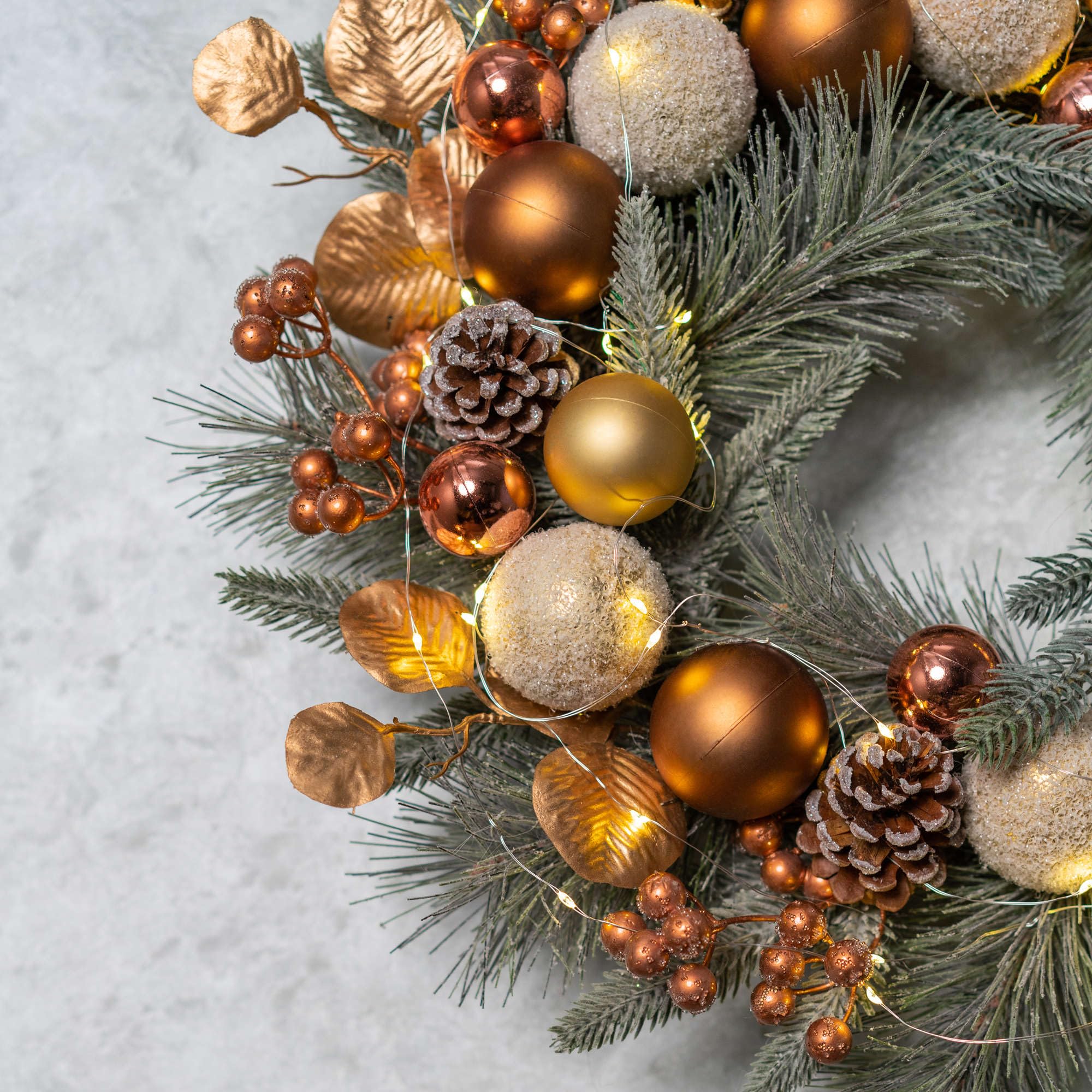 YULETIME wreath hanging on door for scale demonstrating suitable entrance size