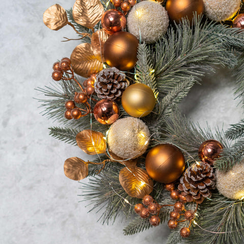 YULETIME wreath hanging on door for scale demonstrating suitable entrance size