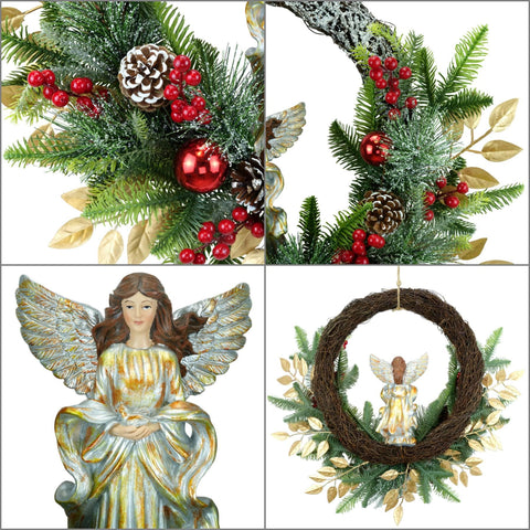 YULETIME size scale with hands showing wreath diameter and lightweight handling