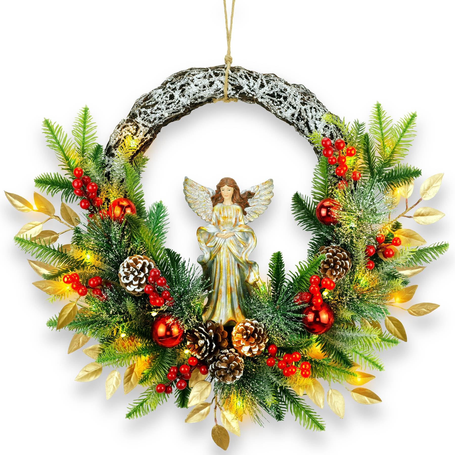 YULETIME wreath front view showing full design and festive balance