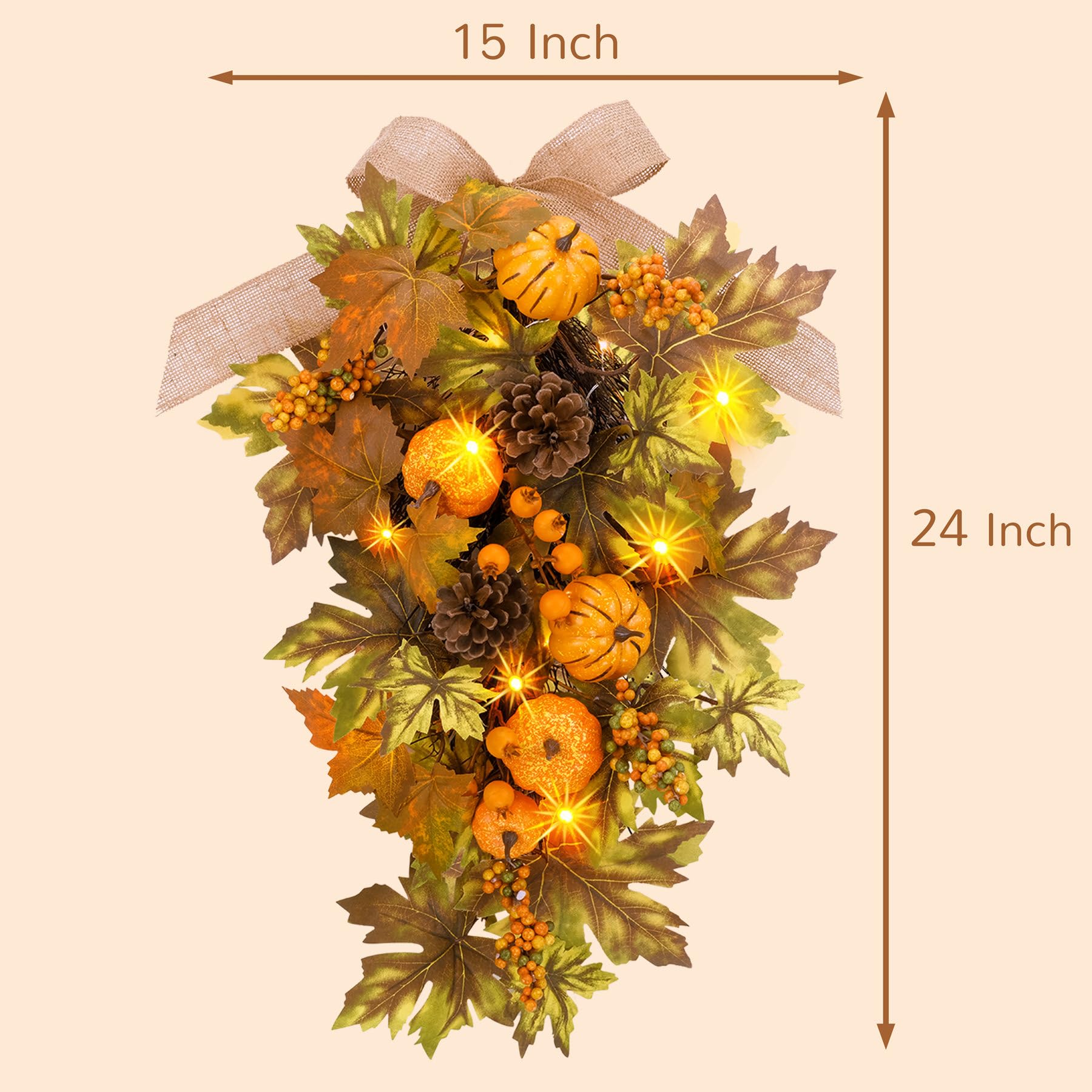YULETIME faux pumpkins and maple leaves display adding seasonal color