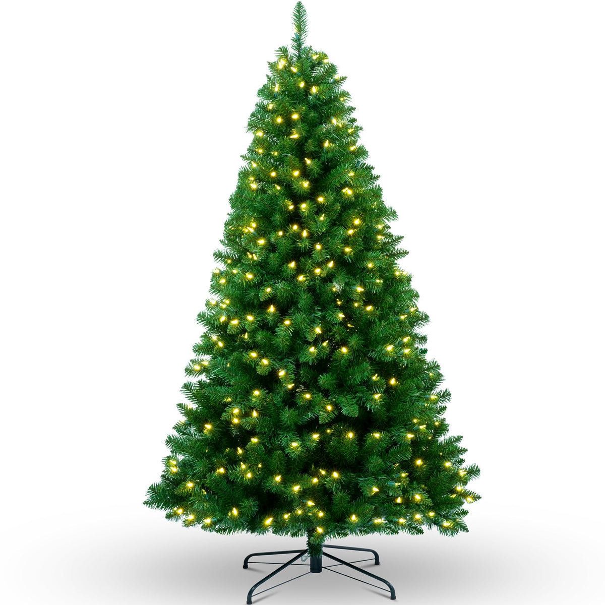 YULETIME full front view of 6.5 ft tree showing warm glow and realistic shape