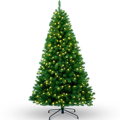 YULETIME full front view of 6.5 ft tree showing warm glow and realistic shape
