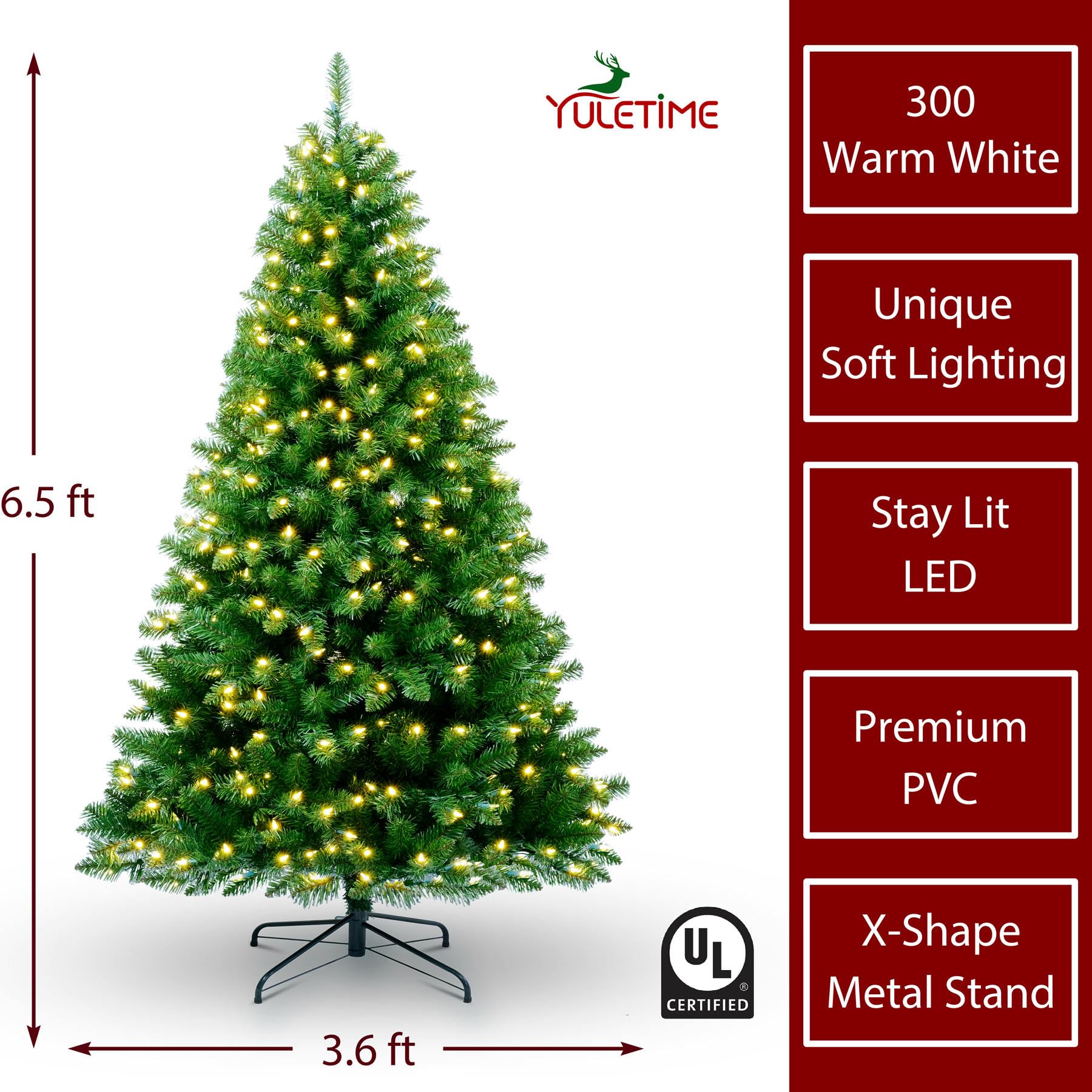 YULETIME tree lit in living room adding cozy warm-white ambiance while entertaining