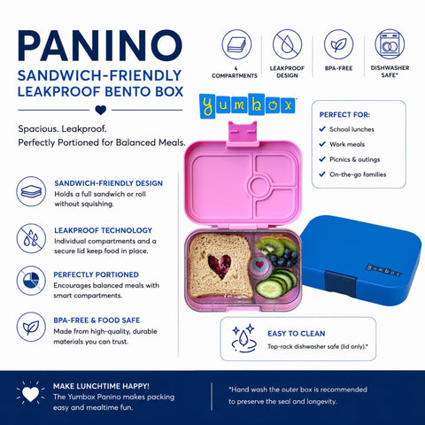 Yumbox open with neatly arranged lunch demonstrating organization and portion control