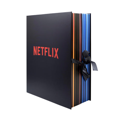 YuMe embossed Netflix logo close-up highlighting tactile finish and luxury presentation